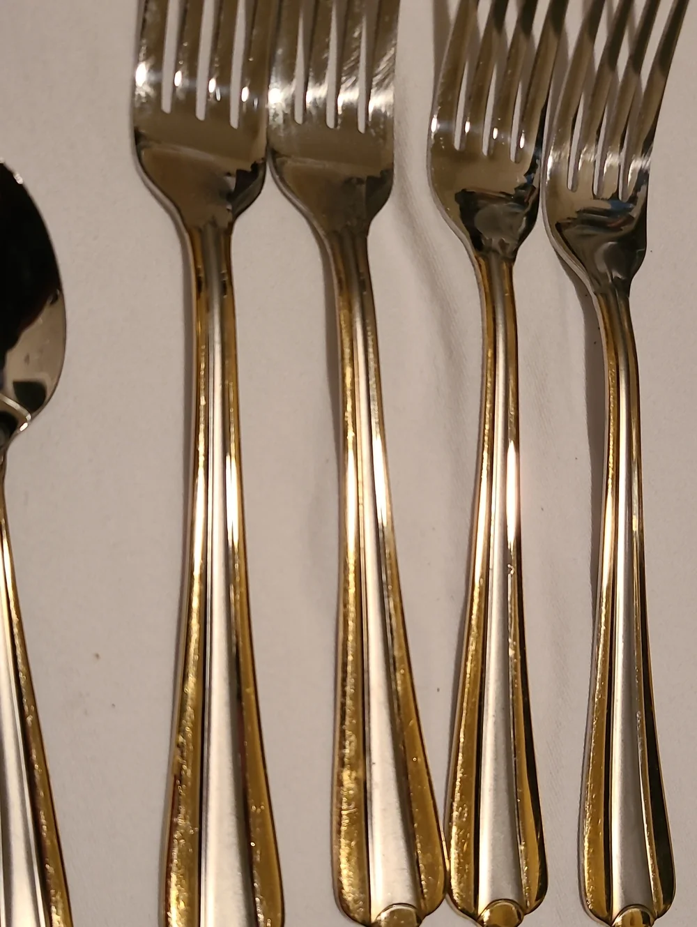 Casa Elite 18/10 Stainless Steel Flatware Silver Gold, 6 Pieces Fork Spoon